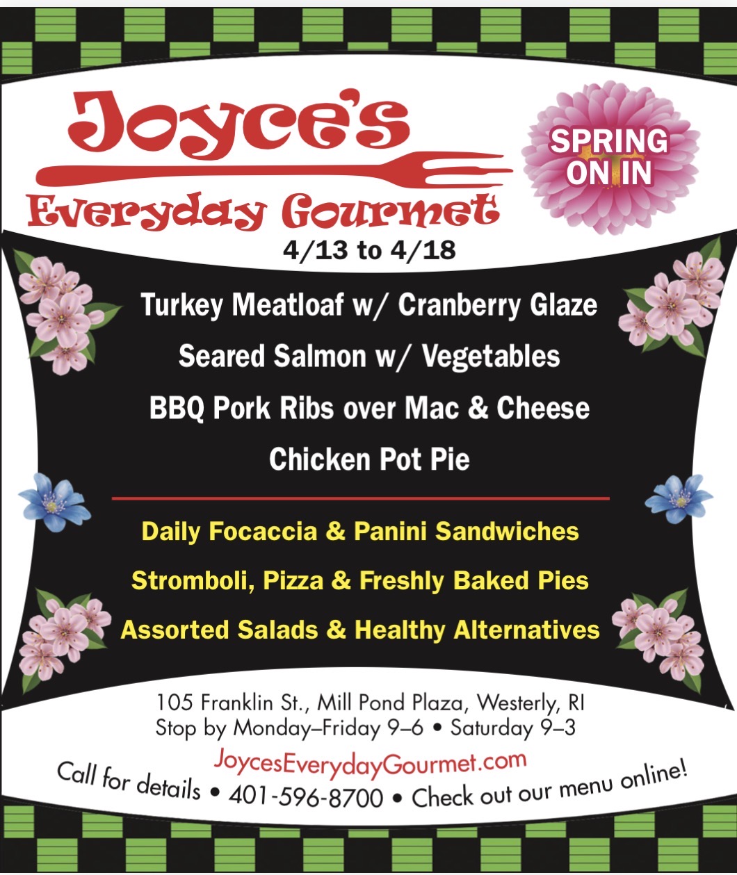 Joyces Everyday Gourmet Weekly Specials