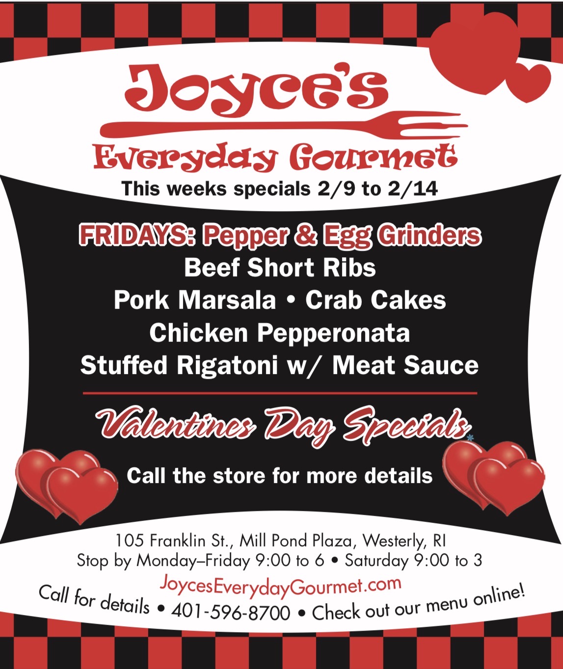 Joyces Everyday Gourmet Weekly Specials