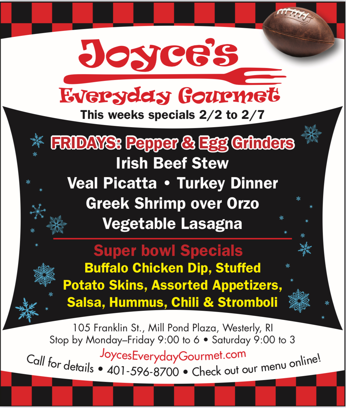 Joyces Everyday Gourmet Weekly Specials